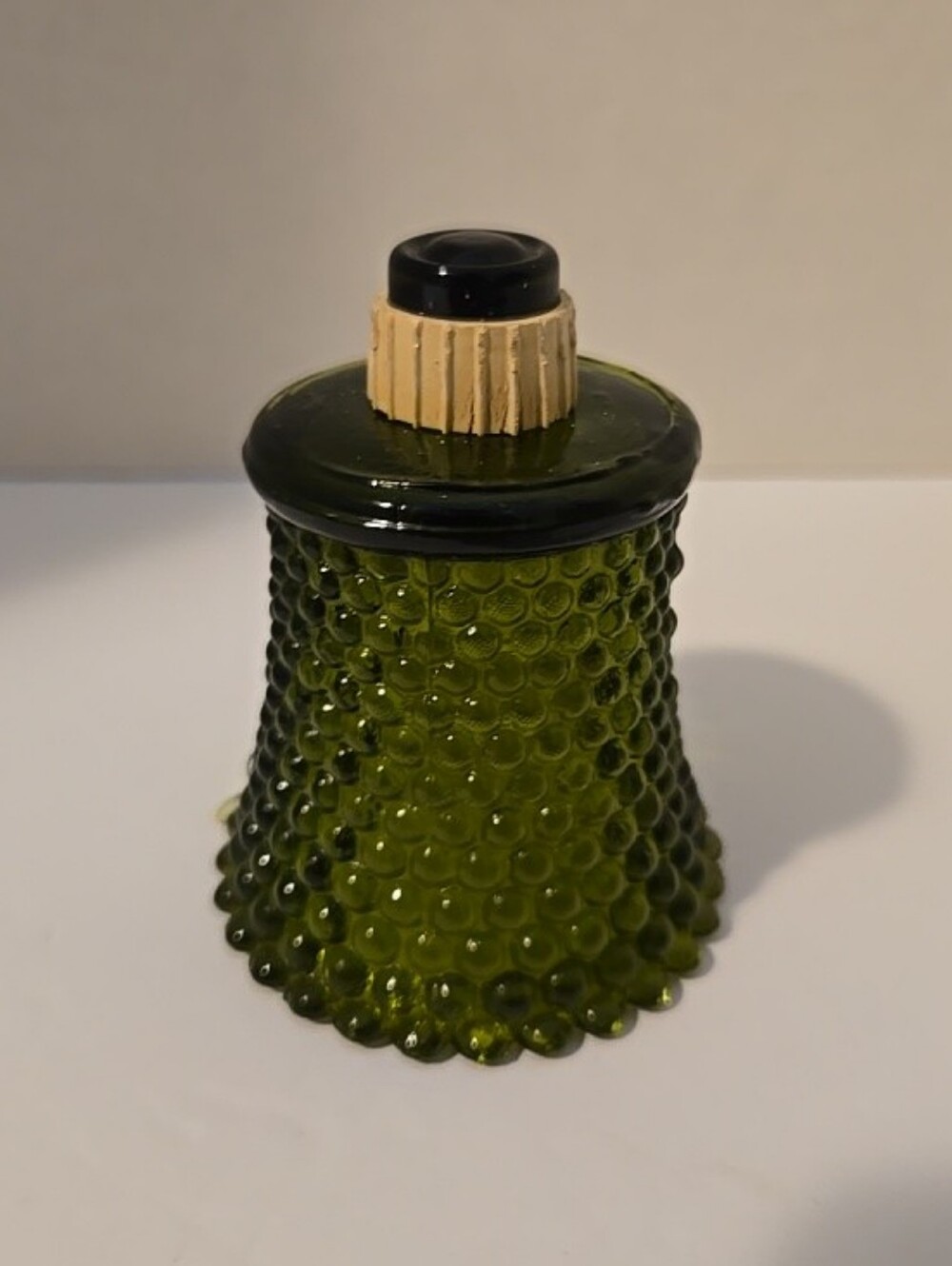 Homco Avacado Green Glass Peg Habnail Votive Candle Holder Tulip 70's